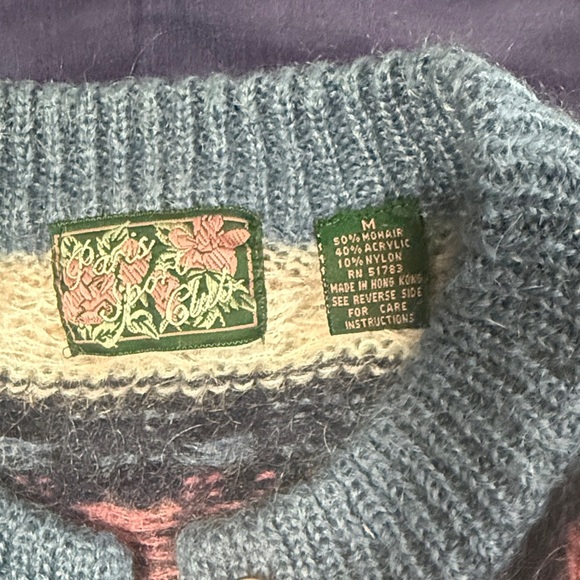 Paris Sport Club Colorful Patterned Cardigan Sweater with Mohair sz m - Picture 2 of 4